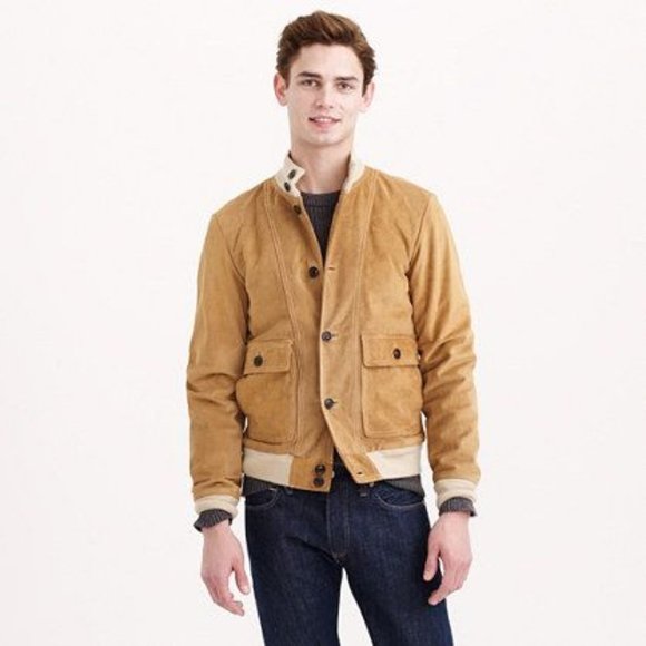 JCrew Buttoned Suede Bomber Jacket